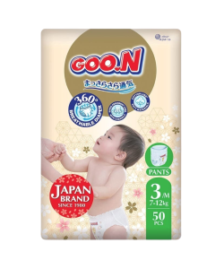 GOO.N Japan Brand Breathable Nappies Pants 50pcs Size 3/M (7-12kg) Super Absorbent Core , Cotton-Like Soft Material