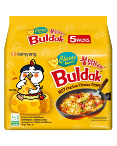 Samyang Buldak Cheese Flavour Hot Chicken Flavour Ramen - Pack of 5 x 140g - Stir-Fried Ramen, Halal