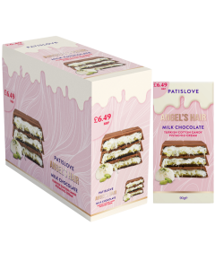 PATISLOVE Angel's Hair Milk Chocolate PMP - 90g x10 Bars - Turkish Cotton Candy Pistachio Cream