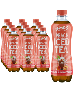 Typhoo Peach Iced Tea Bottle 500ml - Pack of 12 - Low Calorie, Mellow, Fruity, and Sweet