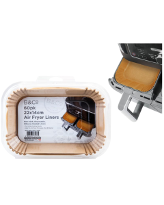 Air Fryer Liners, Rectangle – 60pcs (22 x 14cm, Non-Stick & Disposable) - B&CO