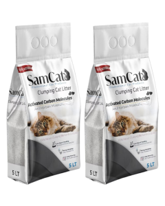 SamCat 10L(2x5L) Activated Carbon Molecules Clumping Cat Litter - Low Dust & Tracking, Strong Clumping, Long Term Use