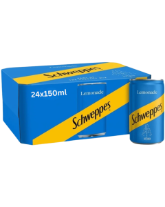 Schweppes Lemonade Cans 150ml x 24, Soft Drink with Sugar and Sweeteners Refreshing Lemon Flavor