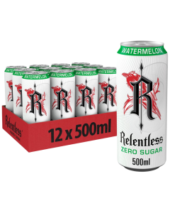 Relentless Watermelon Zero Sugar Energy Drink 12 x 500ml, BBE: 30.09.2025