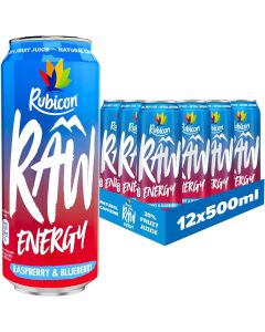 Rubicon Raw Raspberry & Blueberry Energy Drink 500ml x 12 Best Before Aug/2025
