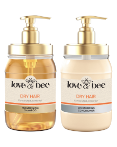 Love of Bee Dry Hair Moisturizing Shampoo & Conditioner Pack of 2 x 420ml (1x Shampoo, 1x Conditioner)  Contains Natural Honey