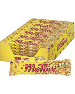 Mr. Tom Peanuts in Caramel Bars - Pack of 24 x 40g - Crunchy Peanut Caramel Snack