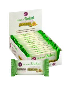 Elit Dubai White Chocolate Filled with Pistachio Cream & Kadayif 90g - Pack of 12 Bars