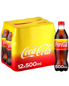 Coca-Cola Lemon Regular Bottles 500ml x 12 Best Before 31/08/2025
