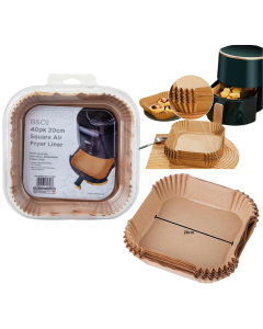 Air Fryer Liners, Square – 40PCS (20 x 20cm, Non-Stick & Disposable) - B&CO