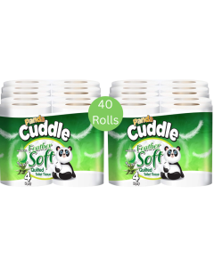 Panda Cuddle Aloe Vera Scented 2-Ply Feather Soft Quilted Toilet Tissue - 40 Rolls (10 x 4 Rolls) Soft, Fresh & Luxurious Comfort