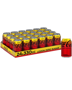 Coca Cola Lemon Zero Sugar Can - Pack of 24 x 330ml Sugar-Free Refreshing Beverage Drink, BBE: 30.11.2025