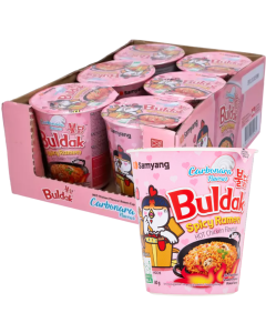 Samyang Buldak Carbonara Flavour Spicy Ramen Cup 80g x 6 – Halal, Stir-Fried Hot Chicken Noodles