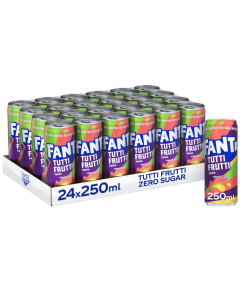Fanta Tutti Frutti Zero Sugar Cans 250ml x 24, BBE: 30.09.2025