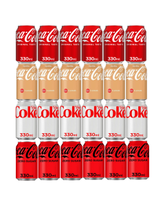 Coca Cola Mix Case:6x Original Taste, 6x Vanilla, 6x Diet Coke, 6x Coca Cola Zero Sugar330ML x24