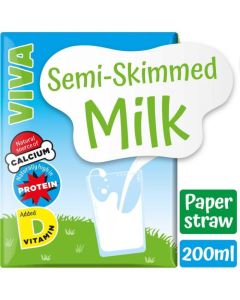Viva UHT Semi Skimmed Milk 200ml x 27 BBE 27.10.2023