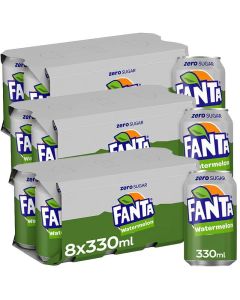 Fanta Watermelon Zero Sugar (3 x8pk) 330ML x 24 Best Before 30/07/2024