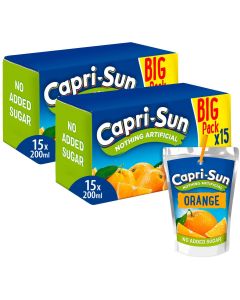 Capri Sun Orange No Added Sugar 200ml x 2x15pk (30pk)