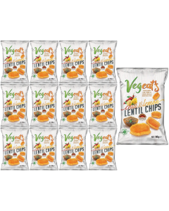 Vegeat's Chili & Lemon Lentil Chips 50g x 12 Oven Baked not Fried