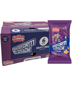 Golden Wonder Transform-A-Snack Saucy BBQ Flavour - Pack of 72 - 12 x (6x12g) - Baked Not Fried Snacks
