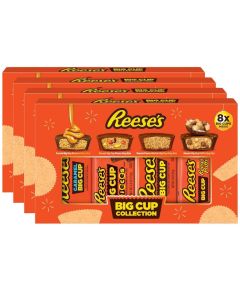 Reese's Peanut Butter Big Cup King Size Selection Box  - Pack of 32 (4 x 8 Big Cups) x 305g, Includes: King size, Puffs King Size, Caramel King Size & Pieces King size