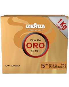 Lavazza Qualita Oro Arabica Ground Black Coffee 1Kg (4 x 250g) with Intensity 5