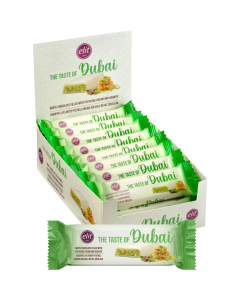 Elit Dubai White Chocolate Filled with Pistachio Cream & Kadayif 30g - Pack of 24 Bars