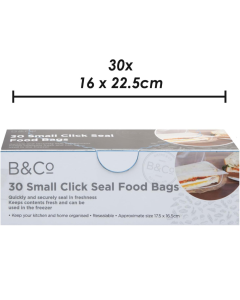 Small Click Seal Food Bags – Pack of 30, B&Co