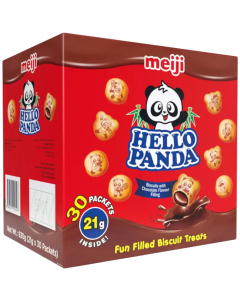 Meiji Hello Panda Chocolate Cream Filled Biscuits -  Pack of 30 x 21g - Fun Bite-Sized Treats