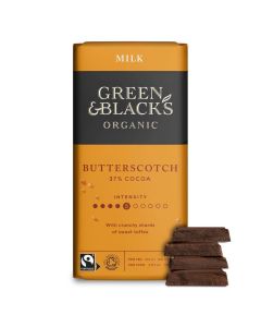Green & Black's Organic 37% Cocoa Butterscotch Milk Chocolate Bar 2x90g - Best Before: 27.09.2025