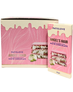 PATISLOVE Angel's Hair White Chocolate PMP - 90g x10 Bars - With Dried Raspberry Powder, Pistachio Cream