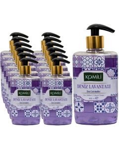 KOMILI Premium Sea Lavender Liquid Soap - Pack of 12 x 400ml - Dermatologically Tested , Contains Olive Oil