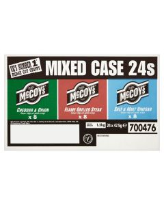 McCoy's Mixed 24 x 47.5g (Cheddar & Onion, Grilled Steak, Salt & Malt Vinegar)