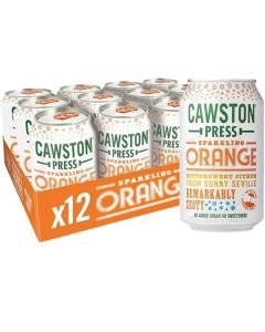 Cawston Press Sparkling Orange Fizzy Drink - Pack of 12 x 330ml - Blended With Sparkling Water and Pressed Apple