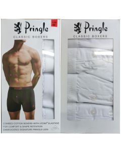 Pringle Classic Boxers White Medium (33-35 inches) (Pack of 4)