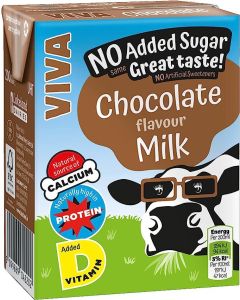 Viva UHT Chocolate Milk No Added Sugar 200ml x 27