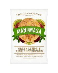 Manomasa Green Lemon & Pink Peppercorn Tostada Chips 140g x 12 BBE 12/02/2023