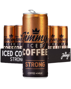 Jimmy Iced Coffee Strong Slim Cans - Pack of 12 x 250ml - Coffee + Milk Flavor, Refreshing Iced Coffee