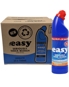 Easy Seriously Thick Bleach Original 750ml - Pack of 12 - Toilet Cleaner Removes Stains & Destroys ODOURS