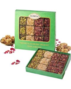 Incibeyaz Premium Mixed Turkish Delight 350g - Assorted Nuts Delight with Pistachios and Rose Petals