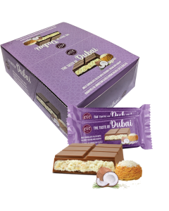 Elit Dubai Milk Chocolate Filled with Coconut Cream & Kadayif 90g - Pack of 12 Bars