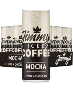 Jimmy Iced Coffee Mocha Slim Cans - Pack of 12 x 250ml - Chocolate + Coffee Flavor, Refreshing Iced Coffee