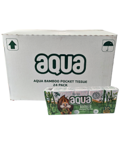 Aqua Bamboo Pocket Tissue 3Ply - 240pk(24x10pk) - Fluffy Plies, Eco-Friendly