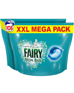 Fairy Non Bio PODS Washing Liquid Capsules 108 Washes (2 x 54 Pack), Gentle on Sensitive Skin