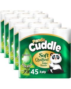 Wholesale Supplier Panda Cuddle Aloe Vera 3ply Toilet Rolls (5x9pk) 45 Rolls