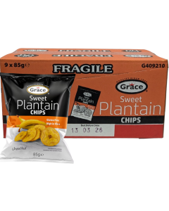 Grace Sweet Plantain Chips - Pack of 9 x 85g - Gluten Free, High in Fibre