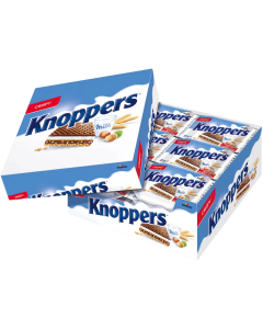 Knoppers Crispy Wafers –  Pack of 24 x 25g Bars - Crunchy Layers with Milk Cream & Smooth Hazelnut Cream Filling