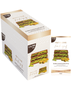 PATISLOVE Kadayif Dubai Chocolate Style PMP - Pack of 10 x 100g - Pistachio Cream & Kadayif Filled Milk Chocolate