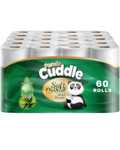 Panda Cuddle Aloe Vera Scented 3-Ply Soft Quilted Toilet Tissue - 60 Rolls (12 x 5 Rolls) Soft, Fresh & Luxurious Comfort