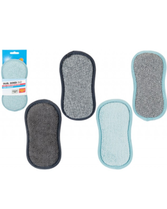 Dual Sided Non-Scratch Scrubbing Pads – 2 in 1 Multi-Purpose Cleaning Sponges, Pack of 1 (Random Colour: Blue & Grey), Eazee2 Clean